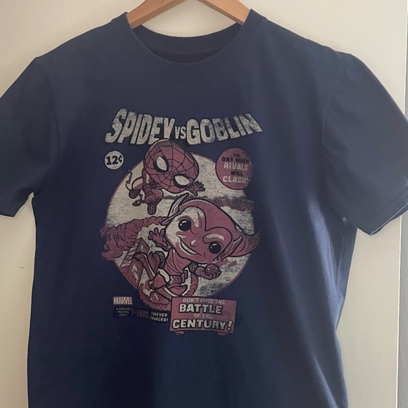 Marvel Spidey vs Goblin Kids Tee - Navy Sz S - Picture 1 of 4